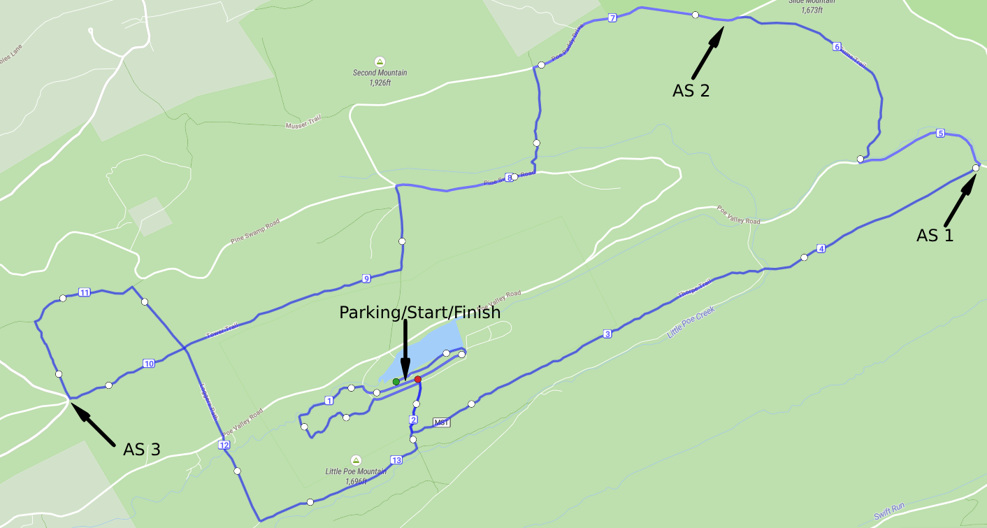 The Raven Course Aid Station Map The Raven Aid Station Map